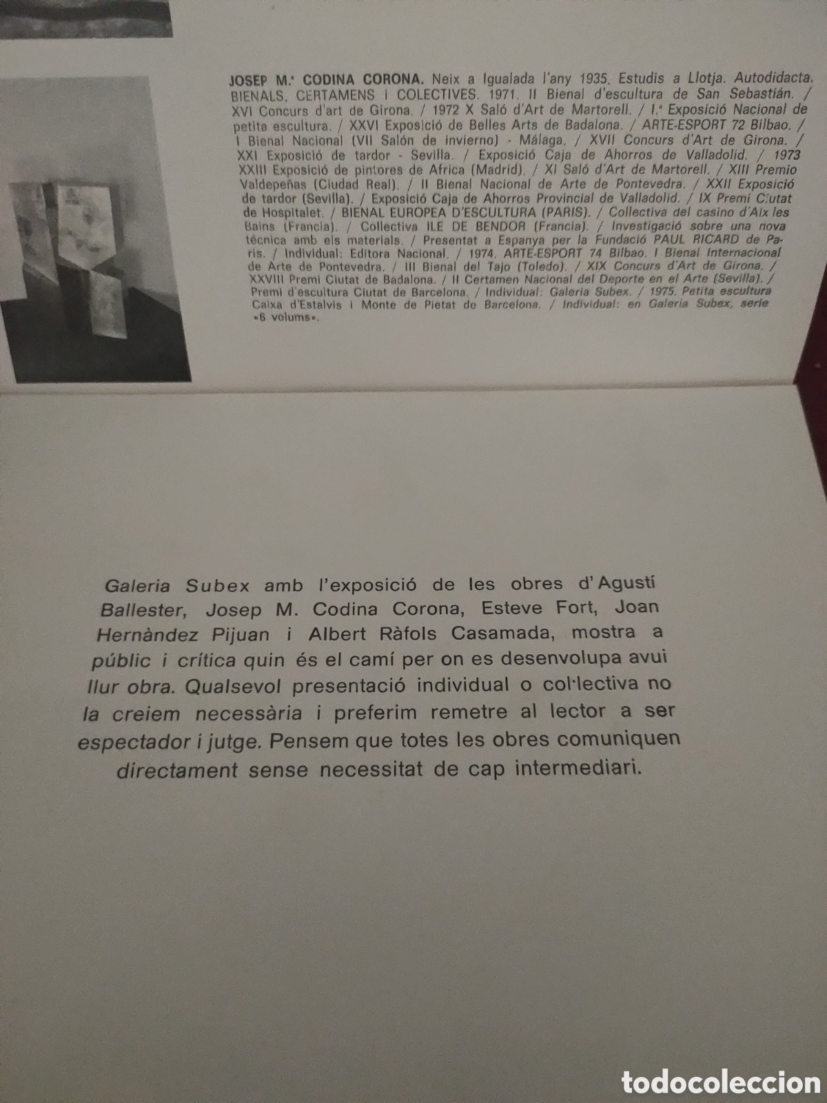 Otros objetos de arte: Tr&iacute;ptico Galer&iacute;a Subex 1976 - Foto 2