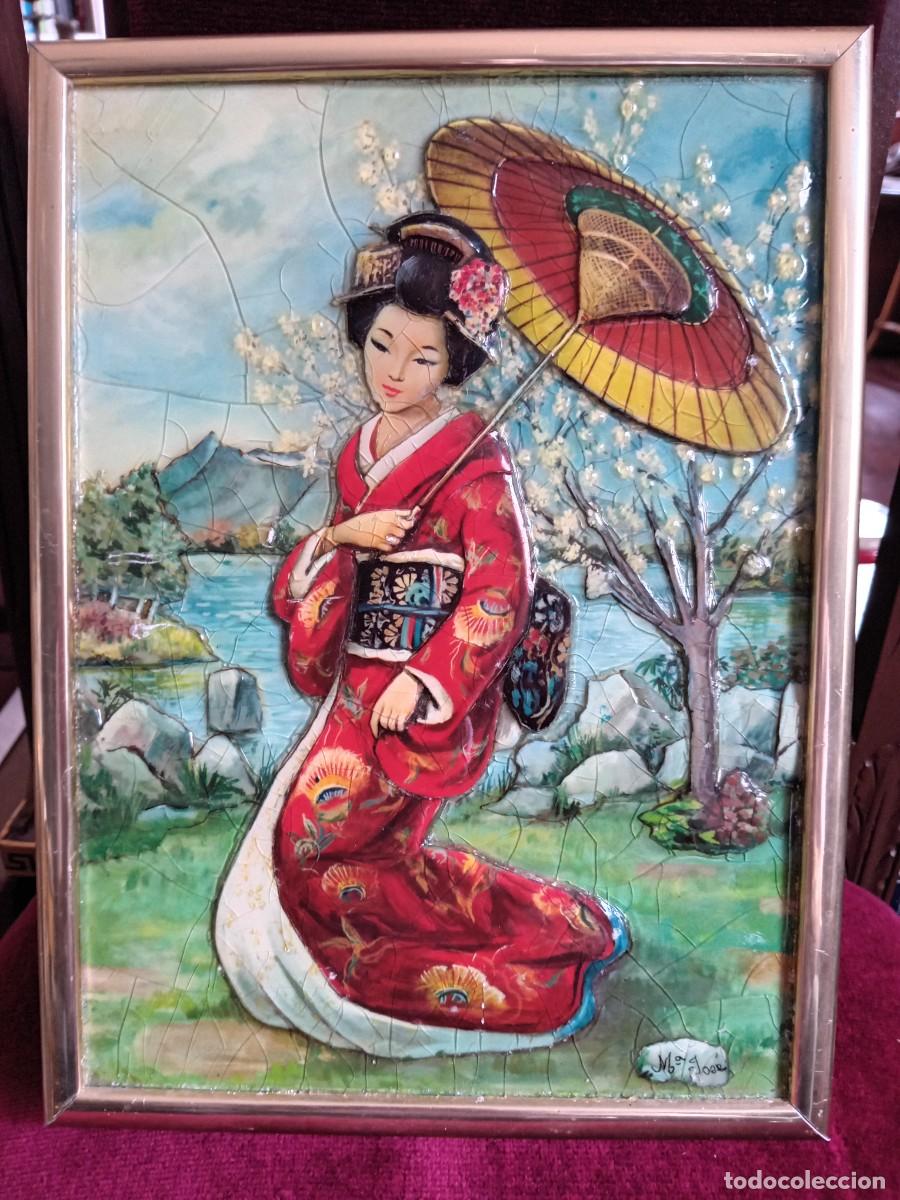 Otros objetos de arte: Geisha tridimensional de esmalte firmada M.Jose - Foto 1
