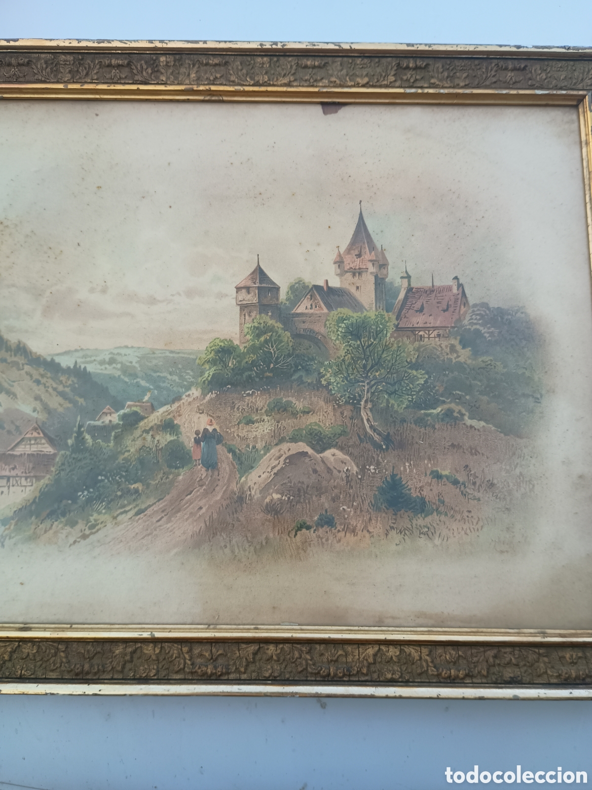 Otros objetos de arte: Cuadro paisaje marco de madera - Foto 1