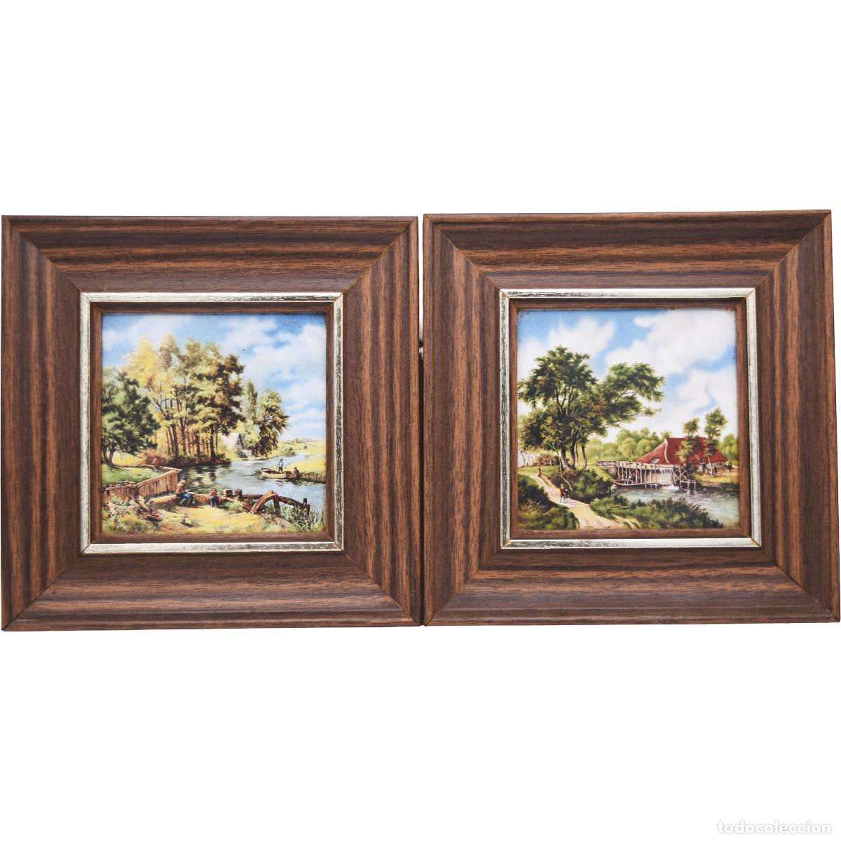 Otros objetos de arte: Cuadros en azulejo con escena campestre - Foto 1