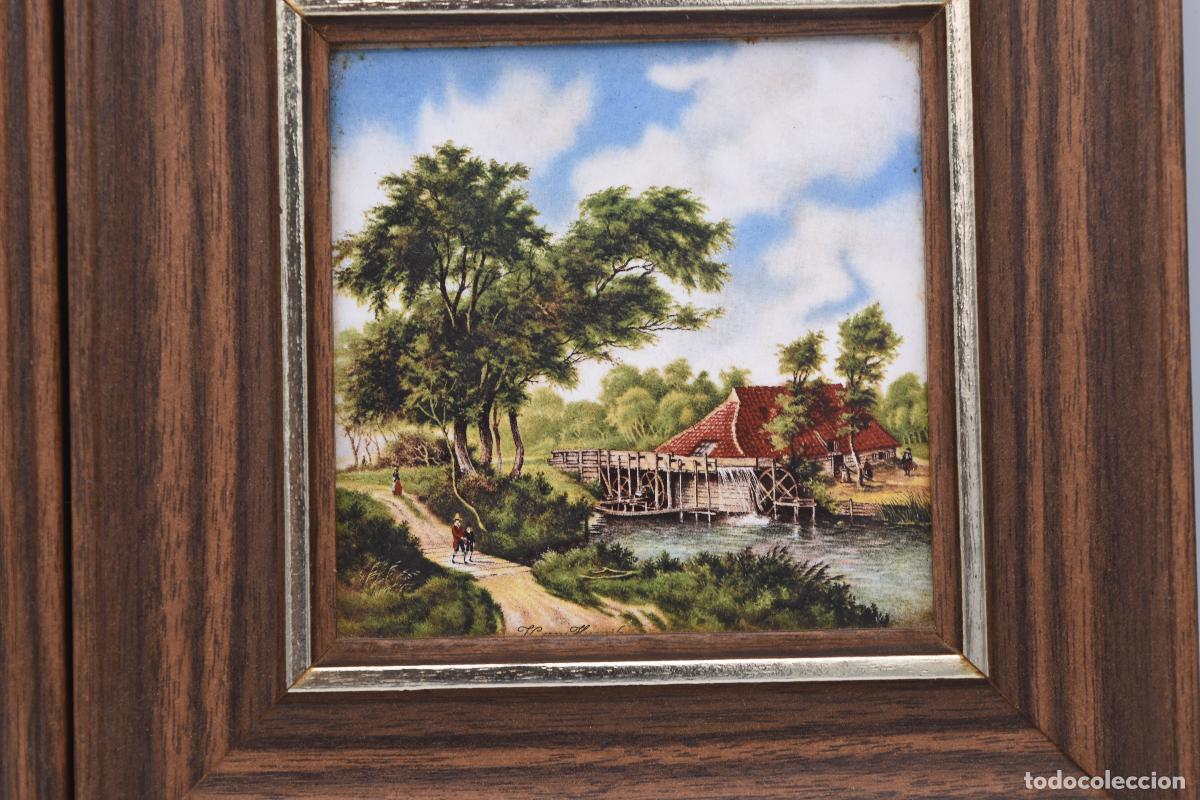 Otros objetos de arte: Cuadros en azulejo con escena campestre - Foto 2