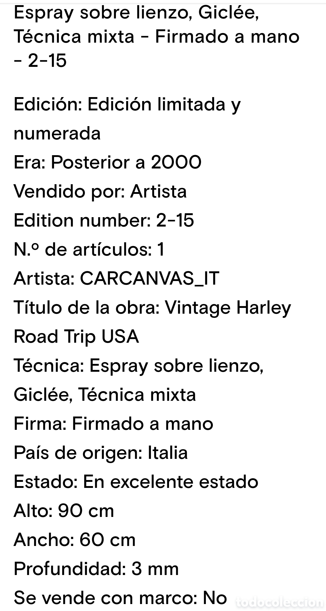 Otros objetos de arte: N 42 LIENZO VINTAGE HARLEY DAVIDSON - Foto 7