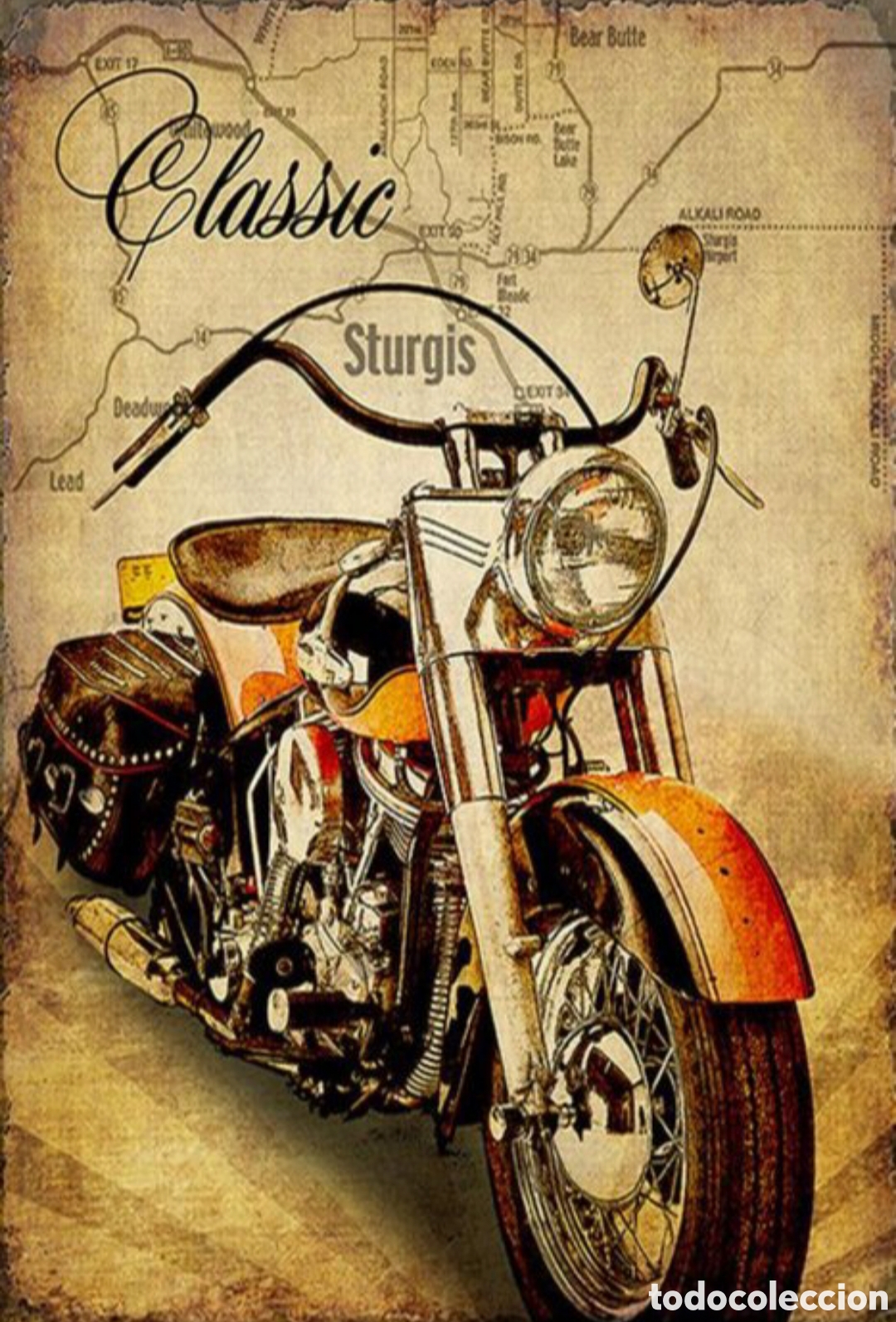 Otros objetos de arte: N 42 LIENZO VINTAGE HARLEY DAVIDSON - Foto 1