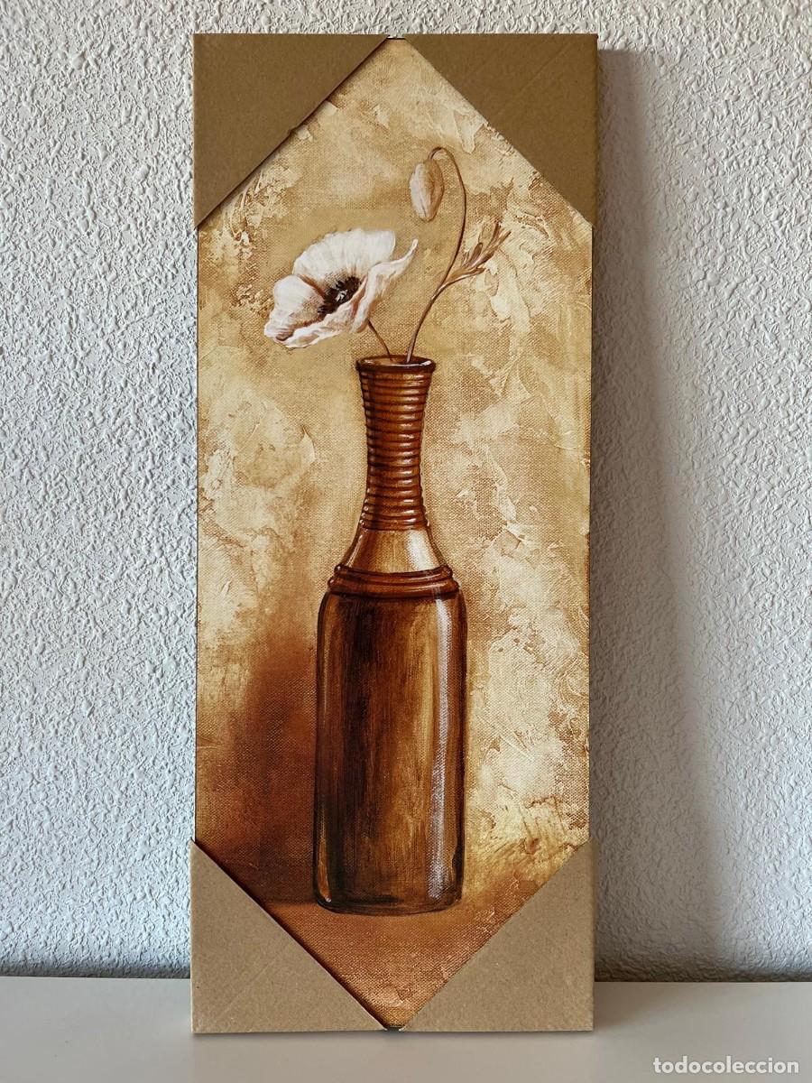 Otros objetos de arte: CUADRO JARR&Oacute;N CON FLOR. 50 CM X 20 CM. COMPLETAMENTE NUEVO - Foto 1