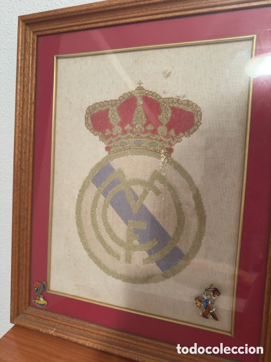 Otros objetos de arte: Cuadro de punto de cruz Del Real Madrid - Foto 1