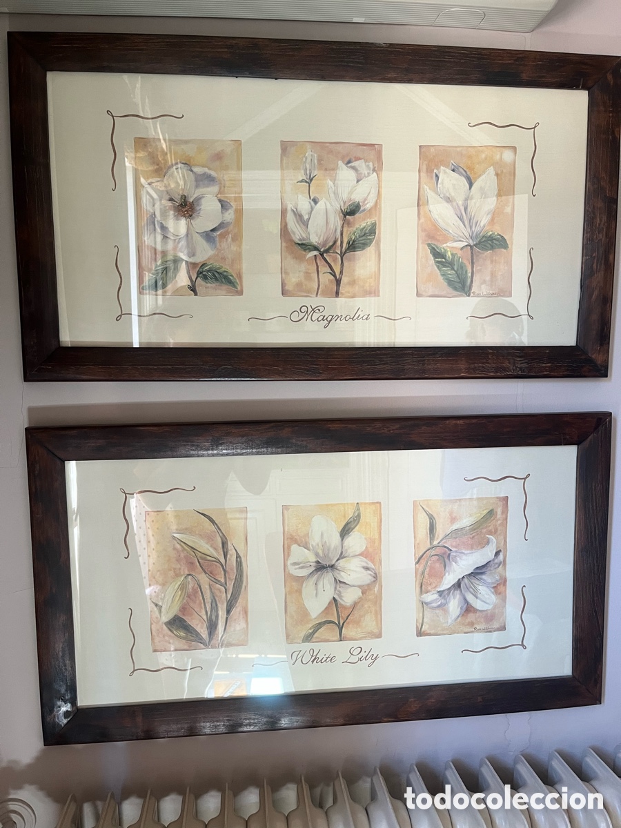 Otros objetos de arte: Cuadros con marco de madera Magnolia y Lirio - Foto 2