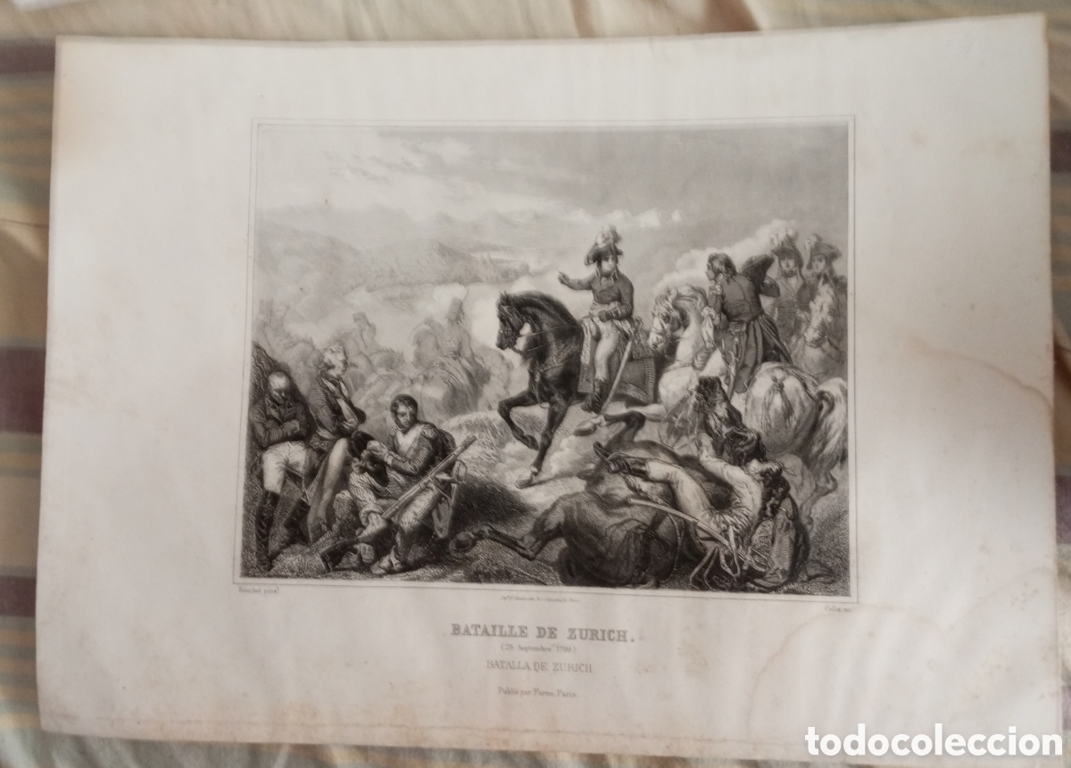 Otros objetos de arte: Lamina bataille de Zurich mide 29 x21 cms - Foto 1