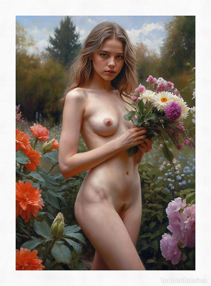 Otros objetos de arte: PICKING FLOWERS - IMPRESION EN LIENZO DE ALGOD&Oacute;N ( 73 X 54 cm ) - Foto 4