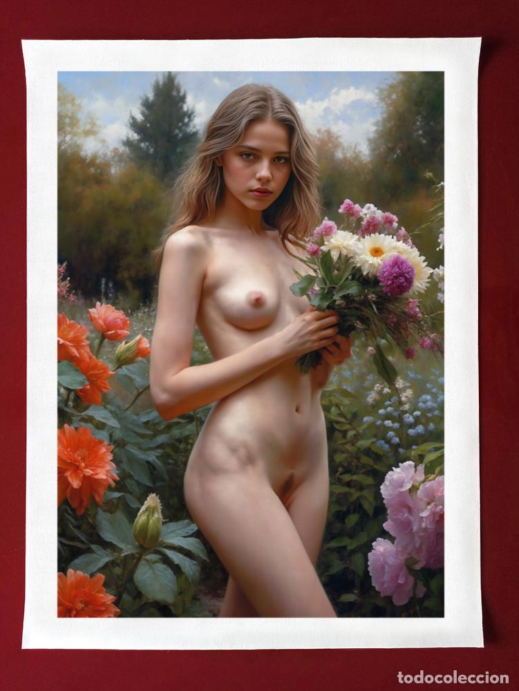 Otros objetos de arte: PICKING FLOWERS - IMPRESION EN LIENZO DE ALGOD&Oacute;N ( 73 X 54 cm ) - Foto 5