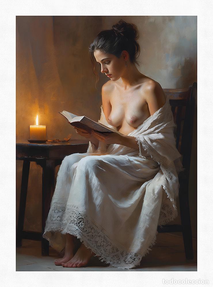 Otros objetos de arte: READING - IMPRESION EN LIENZO DE ALGOD&Oacute;N ( 73 X 54 cm ) - Foto 4