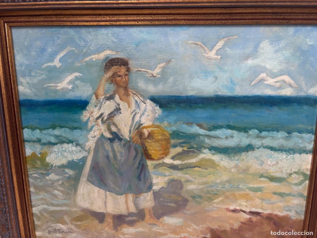 Otros objetos de arte: CUADRO OLEO SOBRE LIENZO PLAYA - Foto 2