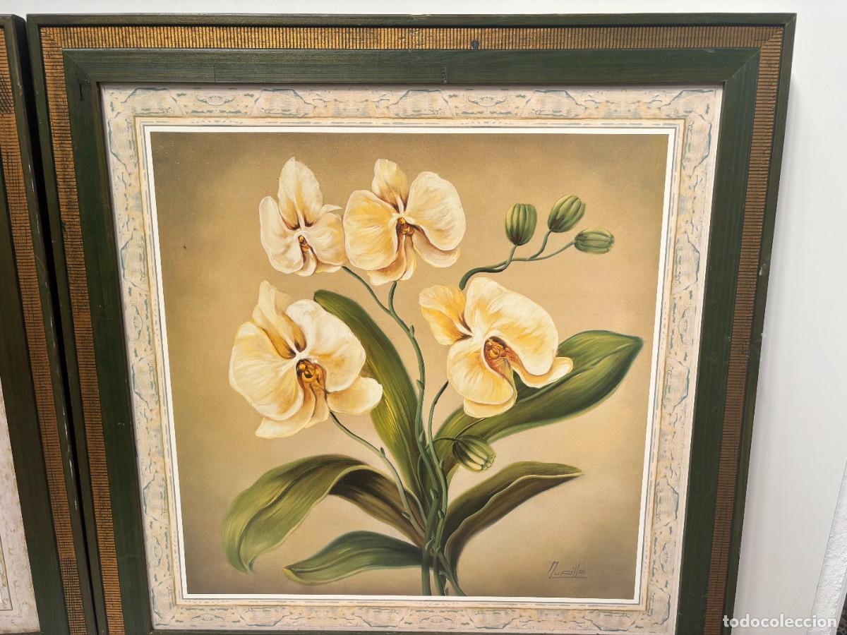 Otros objetos de arte: CUADROS FLORES OLEO SOBRE TABLA DECORATIVOS CON FIRMA - Foto 2