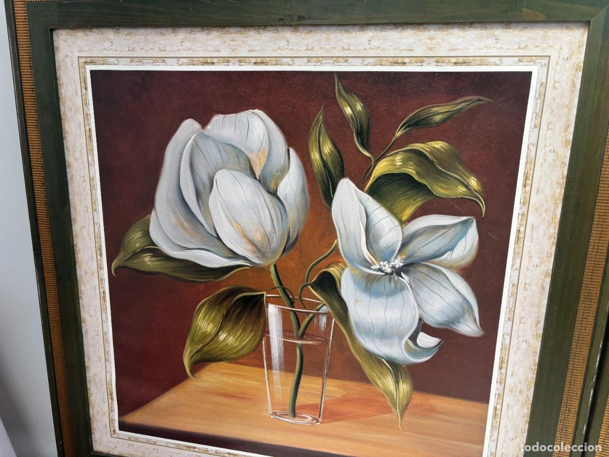 Otros objetos de arte: CUADROS FLORES OLEO SOBRE TABLA DECORATIVOS CON FIRMA - Foto 3