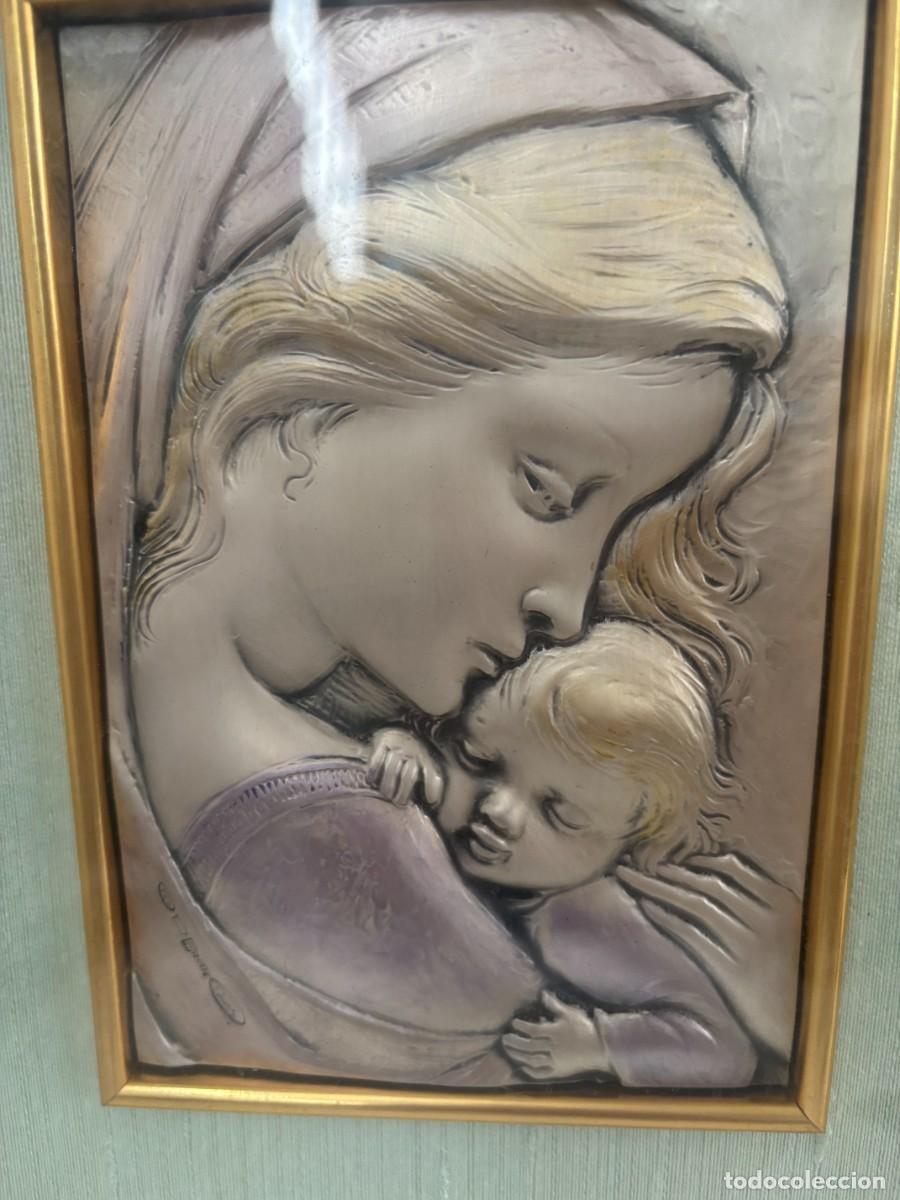 Otros objetos de arte: CUADRO VIRGEN CON NI&Ntilde;O DE PLATA - Foto 2