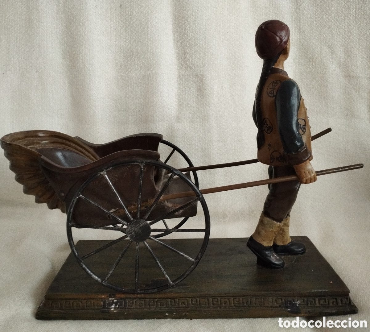 Otros objetos de arte: Antigua Figura Chino con RickShaw. - Foto 6