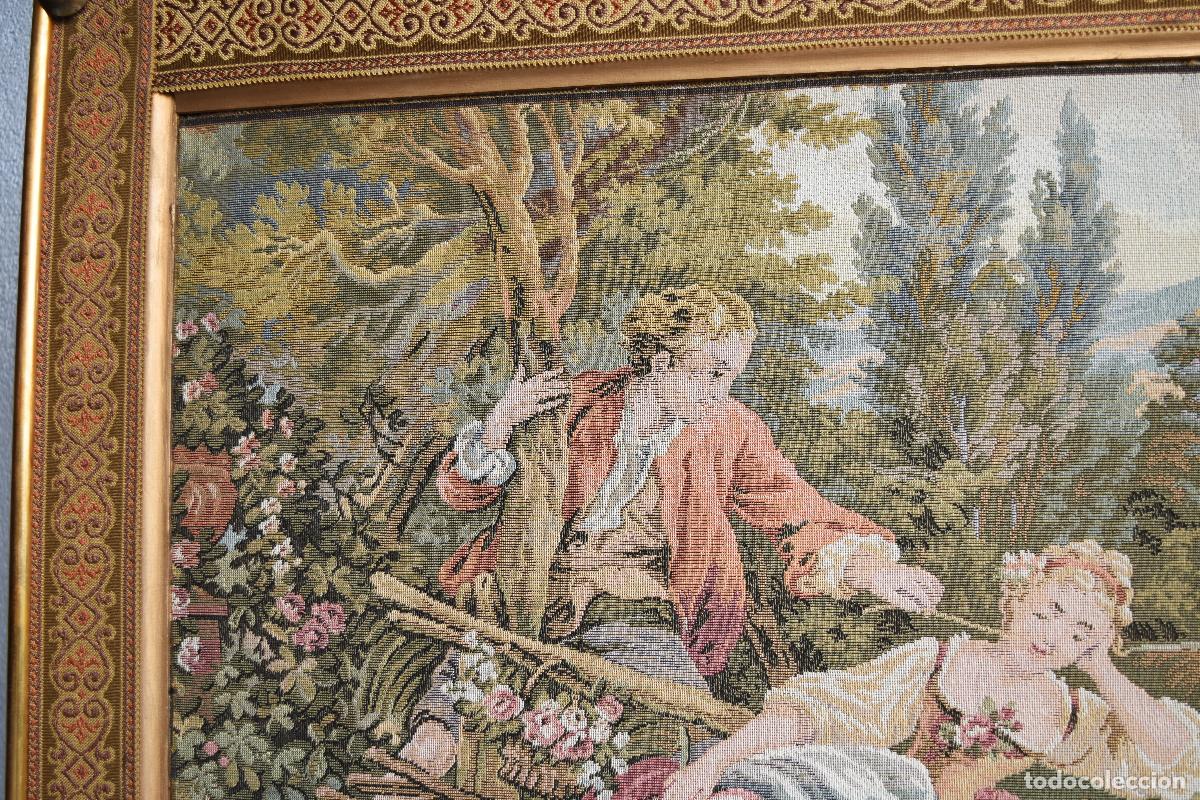 Otros objetos de arte: Tapiz franc&eacute;s con escena galante - Foto 4
