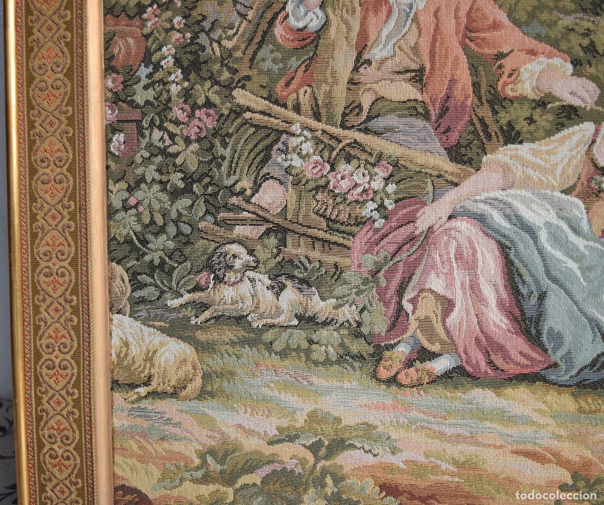 Otros objetos de arte: Tapiz franc&eacute;s con escena galante - Foto 5