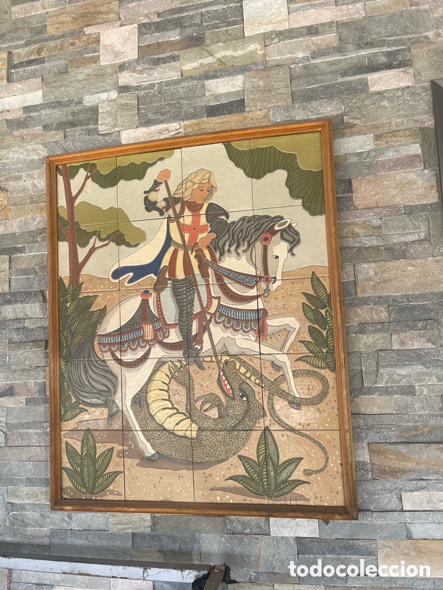 Otros objetos de arte: Cuadro de azulejos representando San Jorge / Sant Jordi - Foto 2