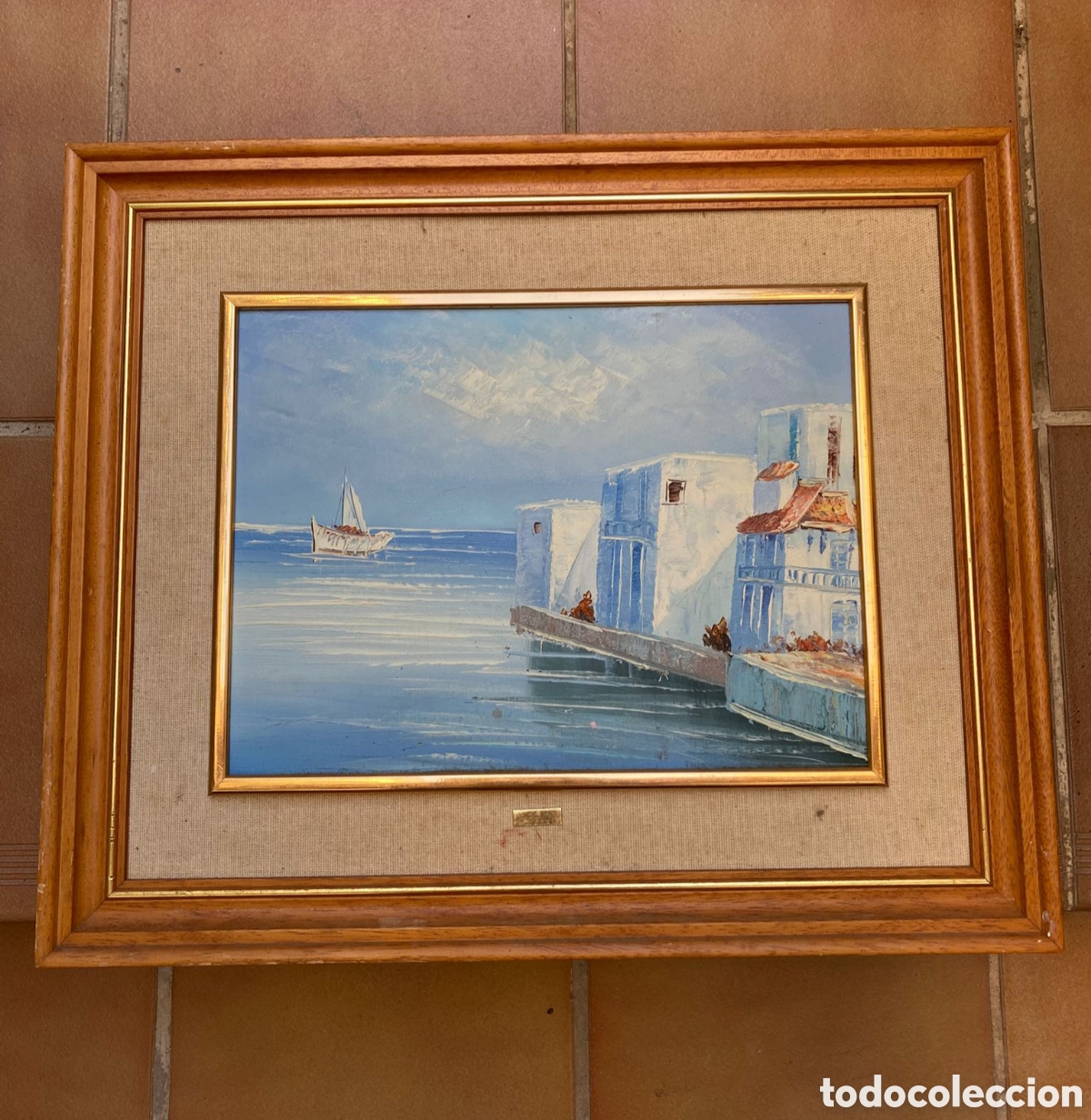 Otros objetos de arte: Cuadro casas a borde del mar - Foto 1