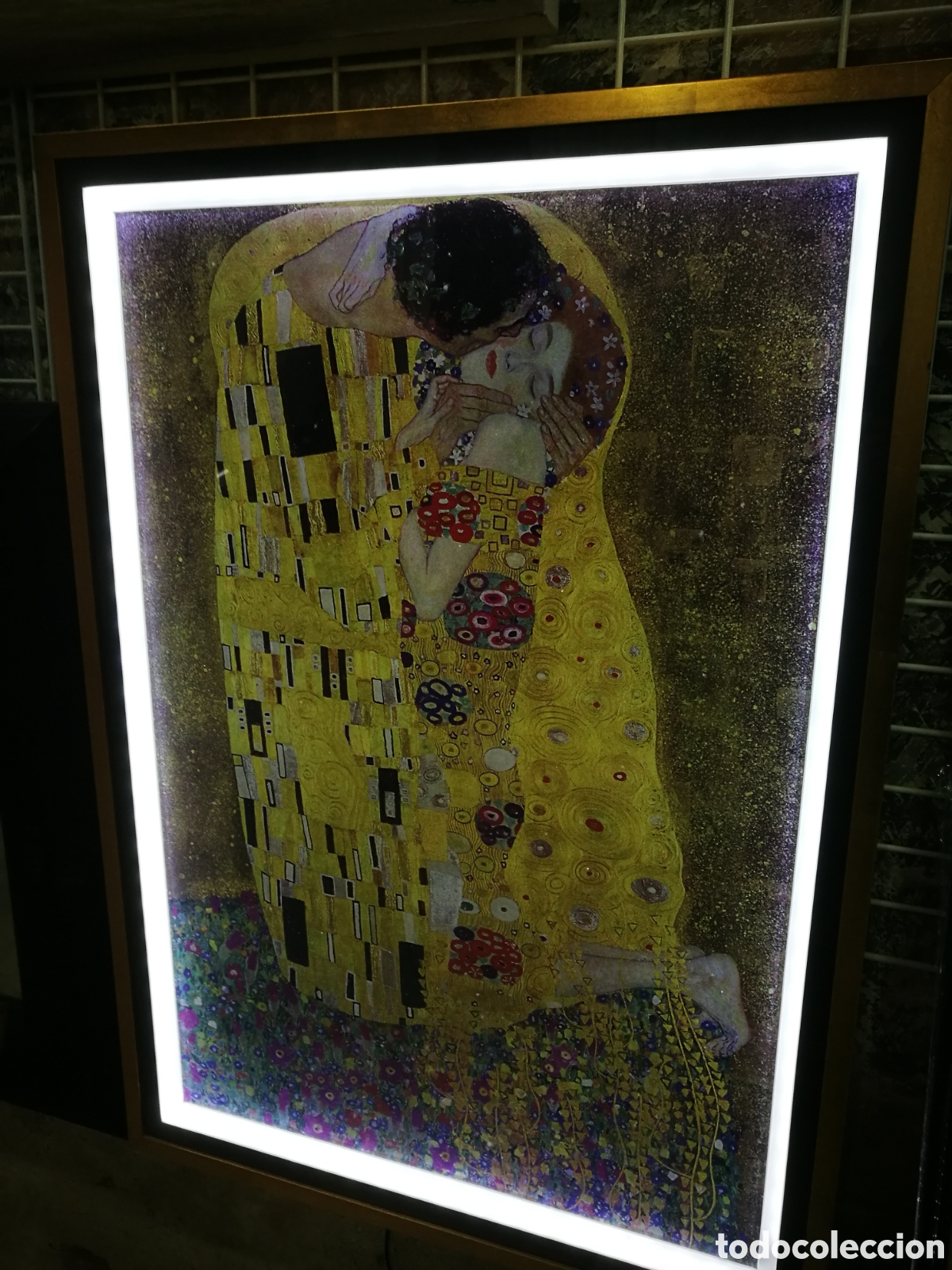 Otros objetos de arte: El beso de Klimt enmarcado con leds - Foto 1