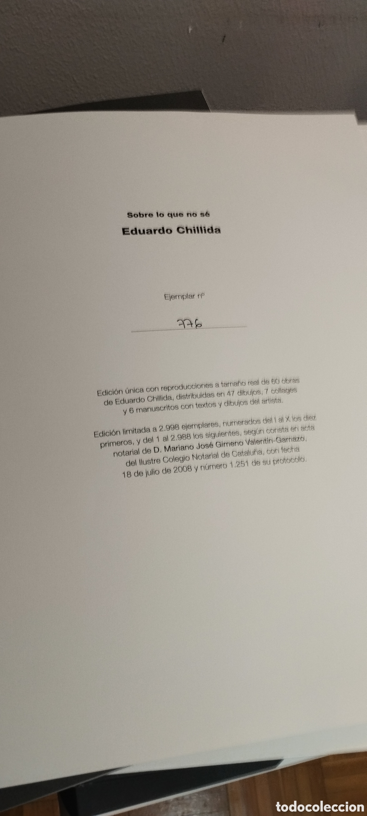 Otros objetos de arte: Sobre lo que no se , Eduardo Chillida, ejemplar 776 - Foto 2