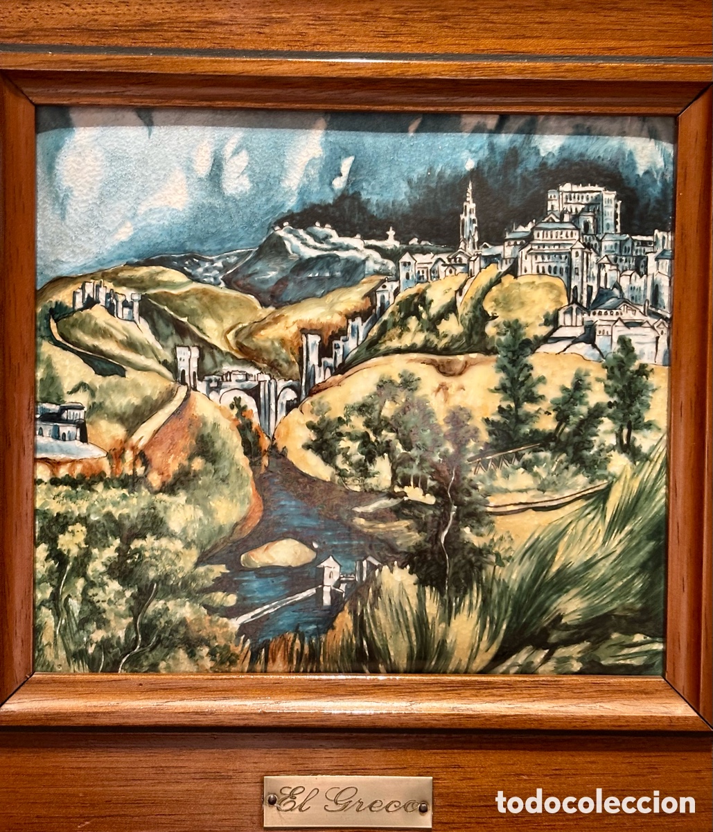 Otros objetos de arte: Vista de Toledo de El Greco en esmalte sobre cobre - Foto 3