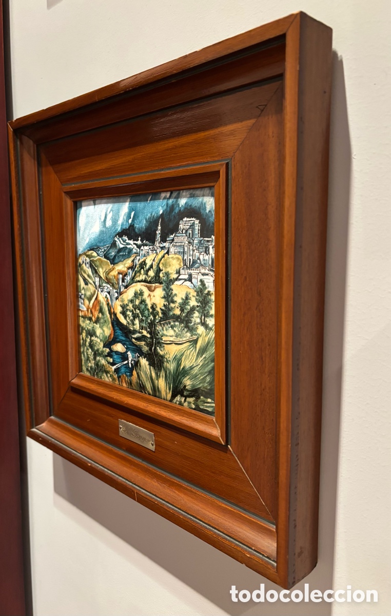 Otros objetos de arte: Vista de Toledo de El Greco en esmalte sobre cobre - Foto 4