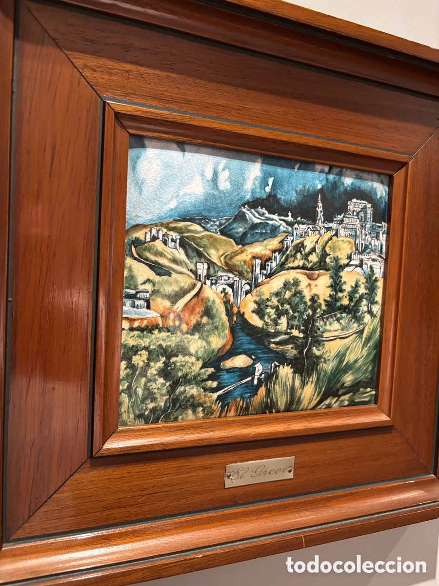 Otros objetos de arte: Vista de Toledo de El Greco en esmalte sobre cobre - Foto 5