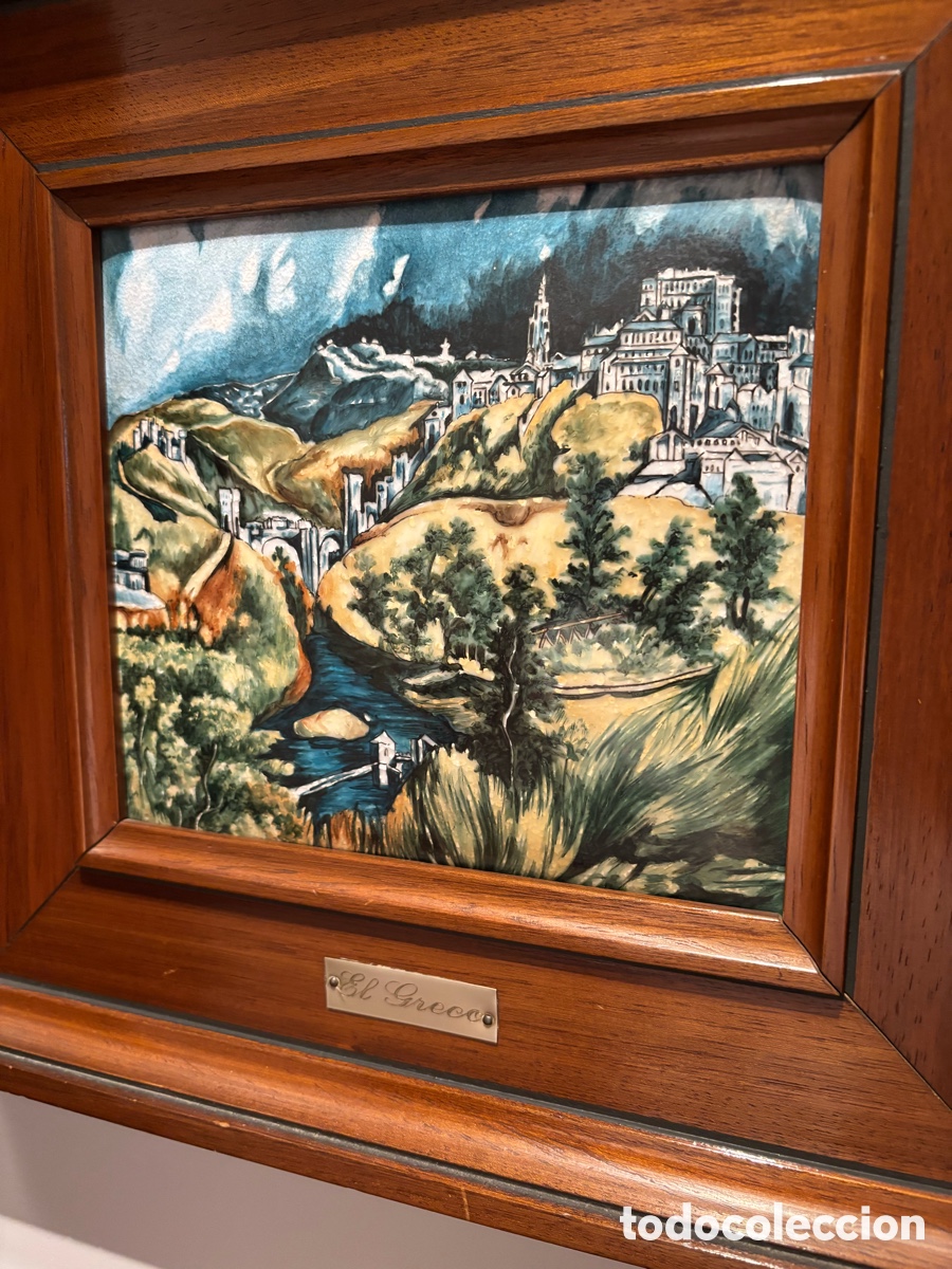 Otros objetos de arte: Vista de Toledo de El Greco en esmalte sobre cobre - Foto 6