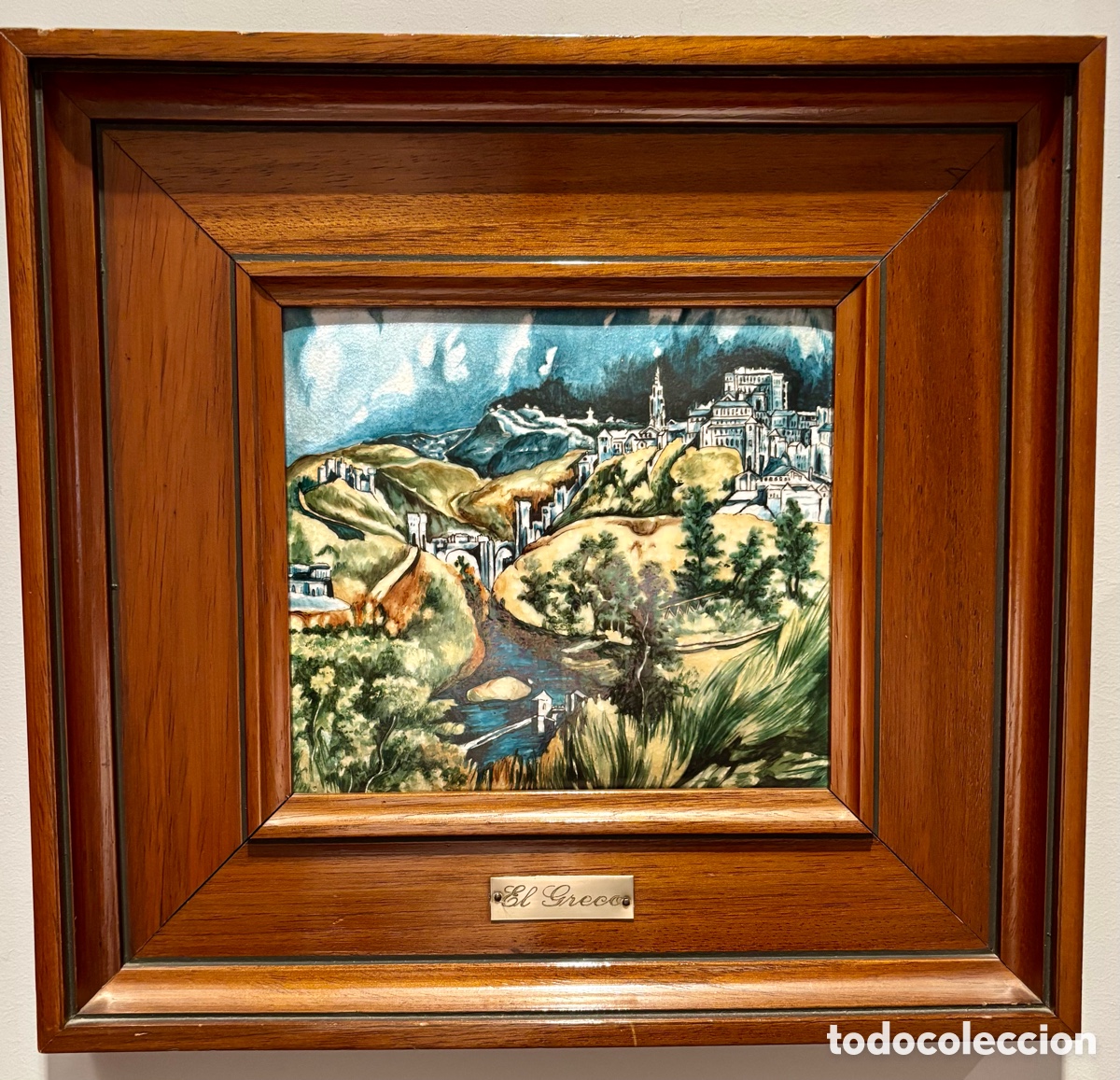Otros objetos de arte: Vista de Toledo de El Greco en esmalte sobre cobre - Foto 1