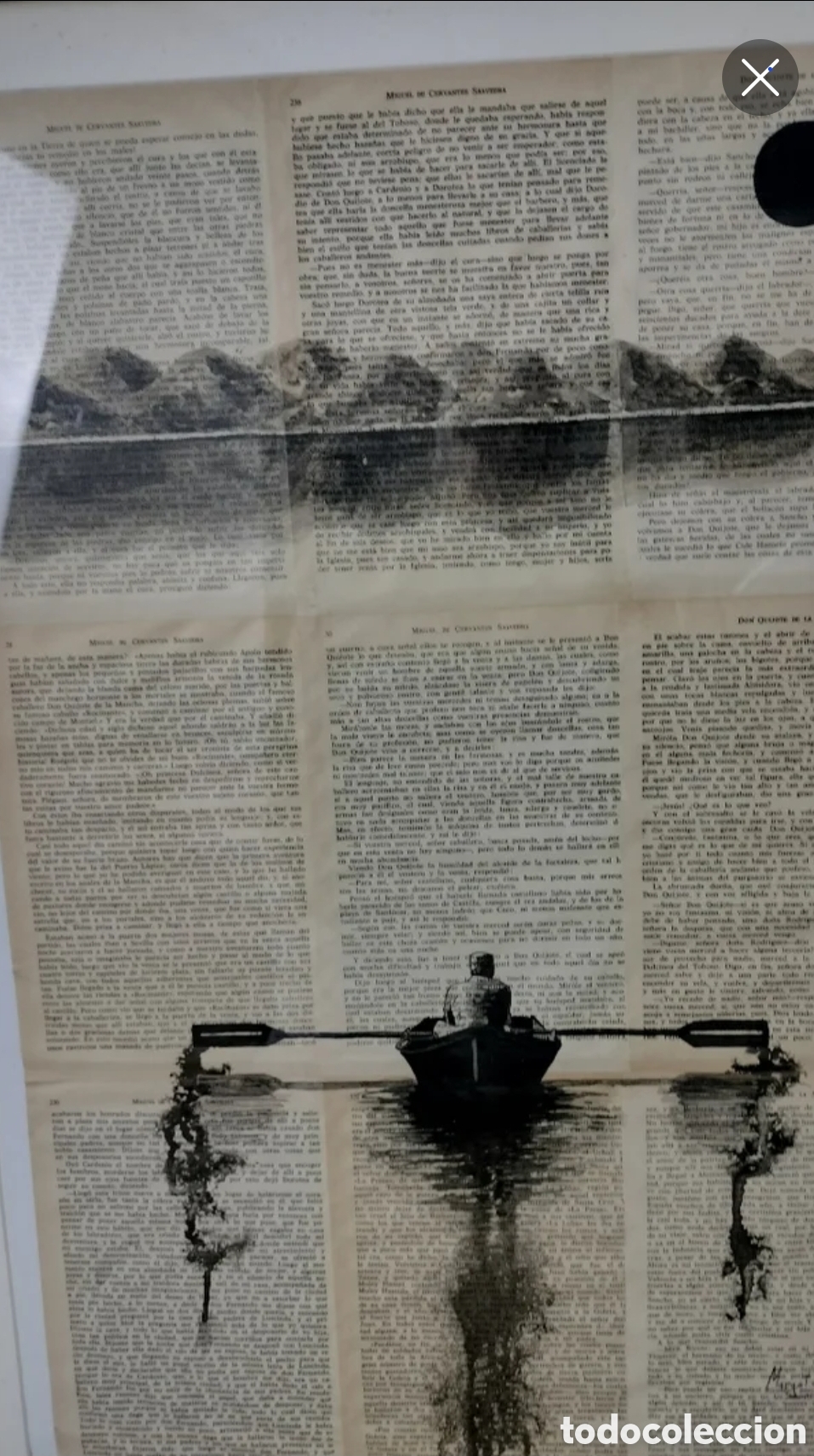 Otros objetos de arte: Pintura sobre libro Quijote de la Mancha - Foto 2