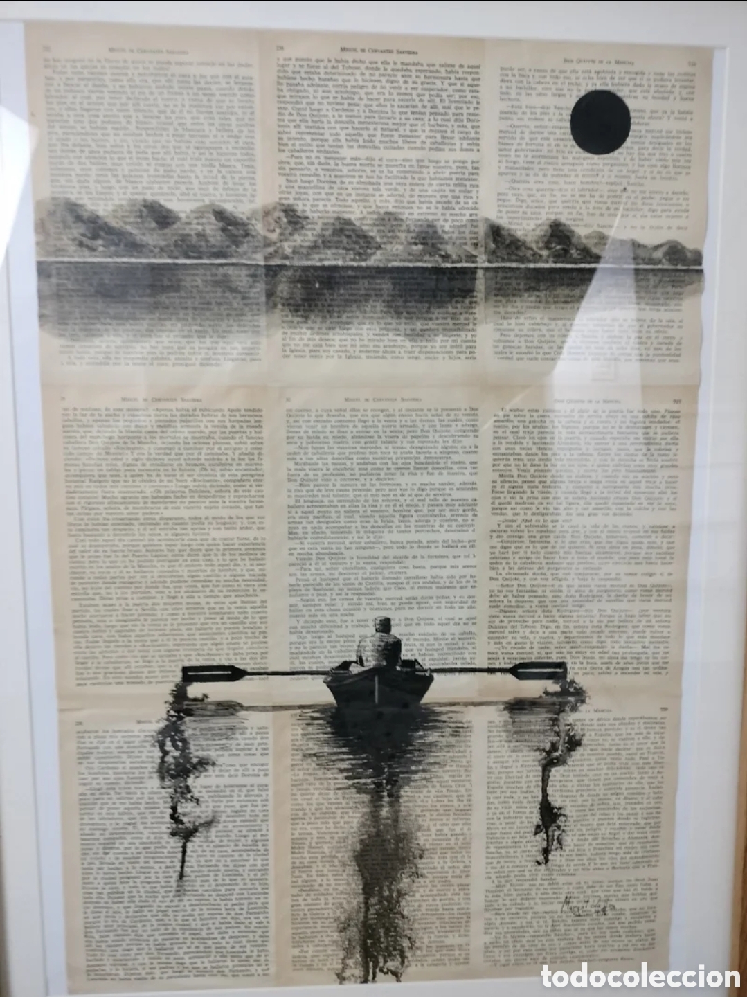Otros objetos de arte: Pintura sobre libro Quijote de la Mancha - Foto 5