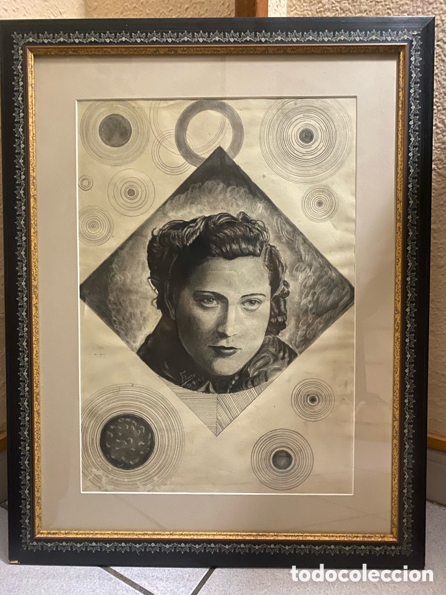 Otros objetos de arte: Retrato mujer en carboncillo - Foto 2