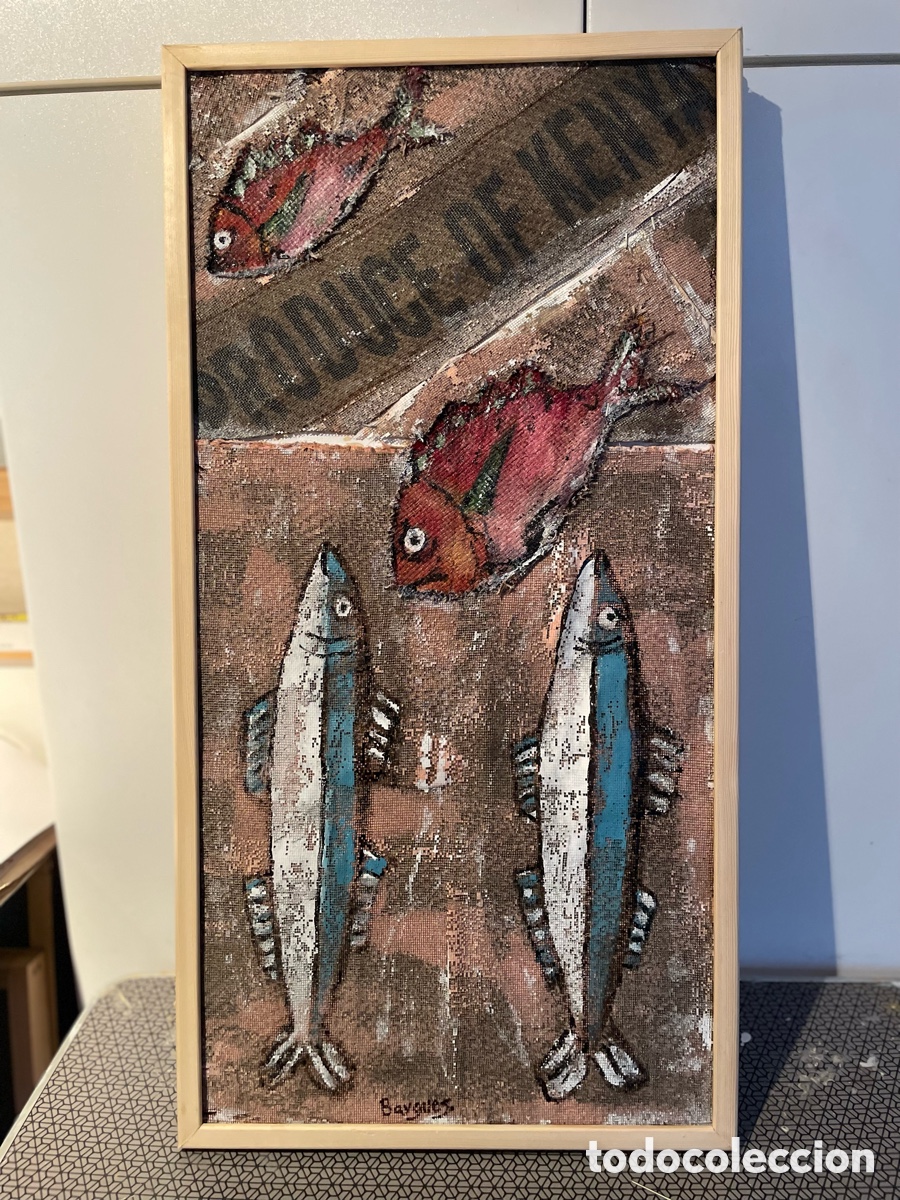 Otros objetos de arte: Collage peces enmarcado - Foto 1