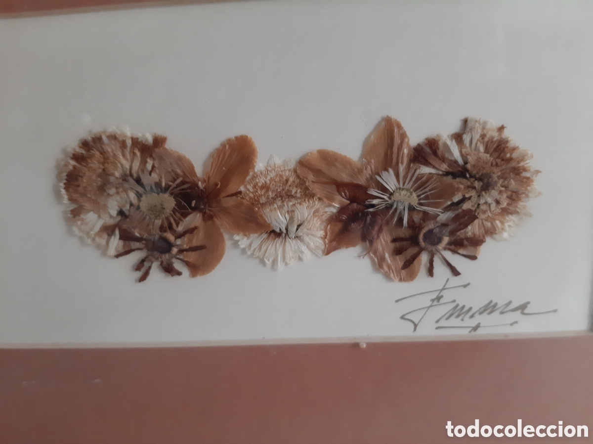 Otros objetos de arte: Cuadro 2 l&aacute;minas flores secas firma EMMA - Foto 4