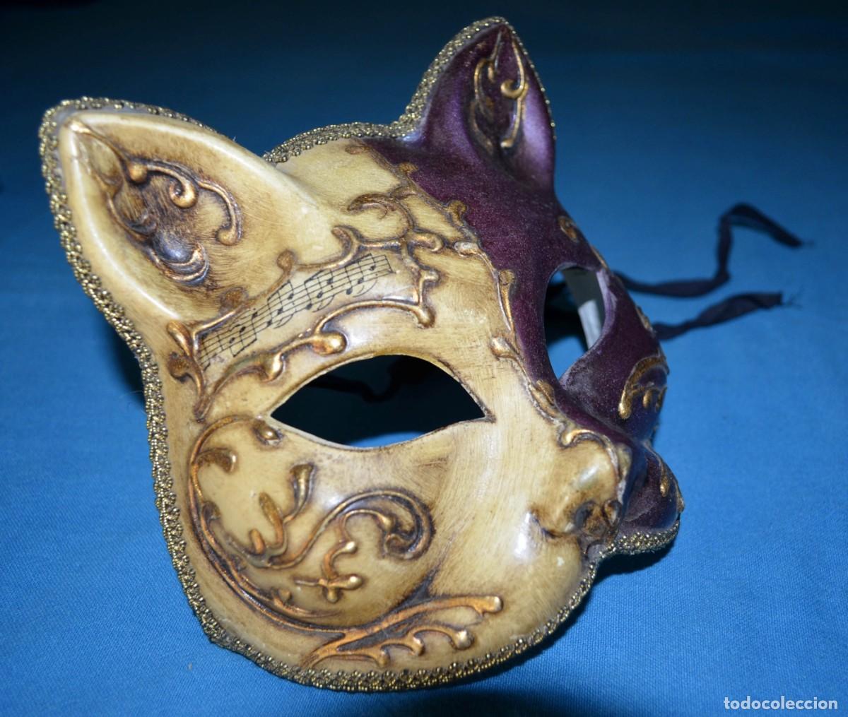 Otros objetos de arte: M&aacute;scara original carnaval Venecia. Gato. - Foto 1