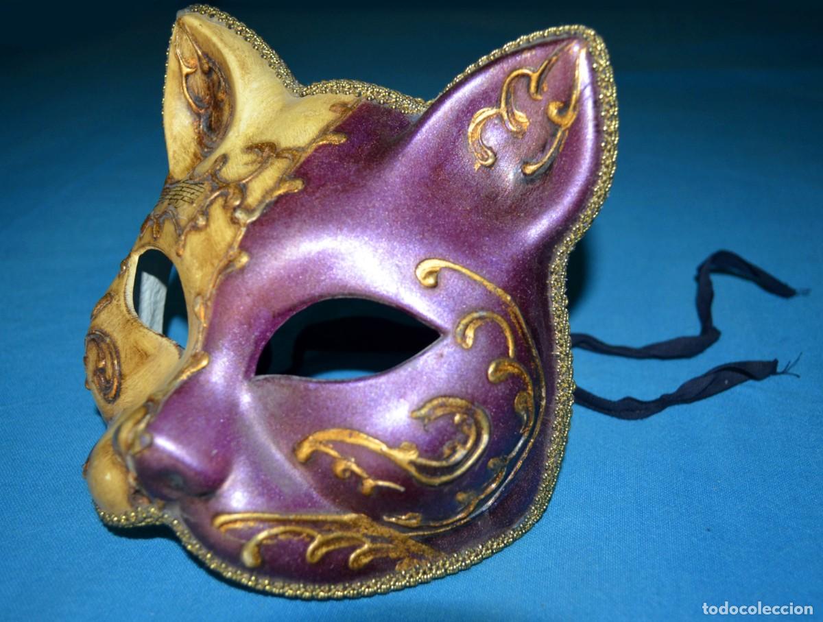 Otros objetos de arte: M&aacute;scara original carnaval Venecia. Gato. - Foto 2