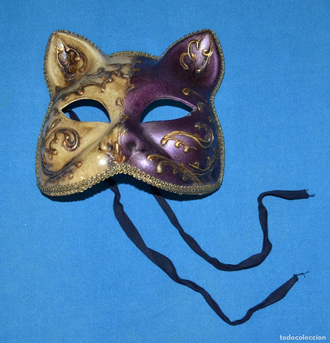 Otros objetos de arte: M&aacute;scara original carnaval Venecia. Gato. - Foto 4