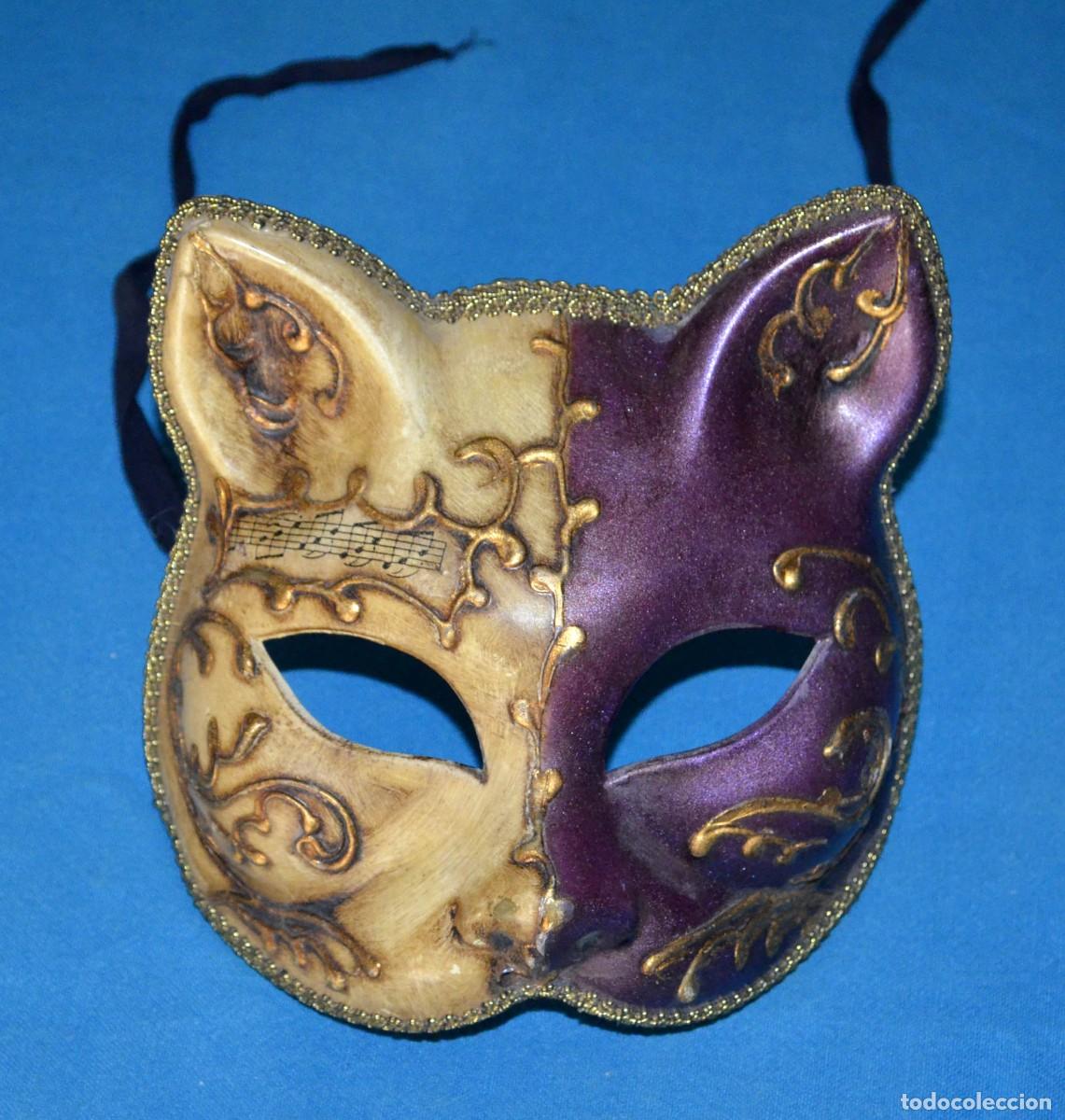 Otros objetos de arte: M&aacute;scara original carnaval Venecia. Gato. - Foto 5