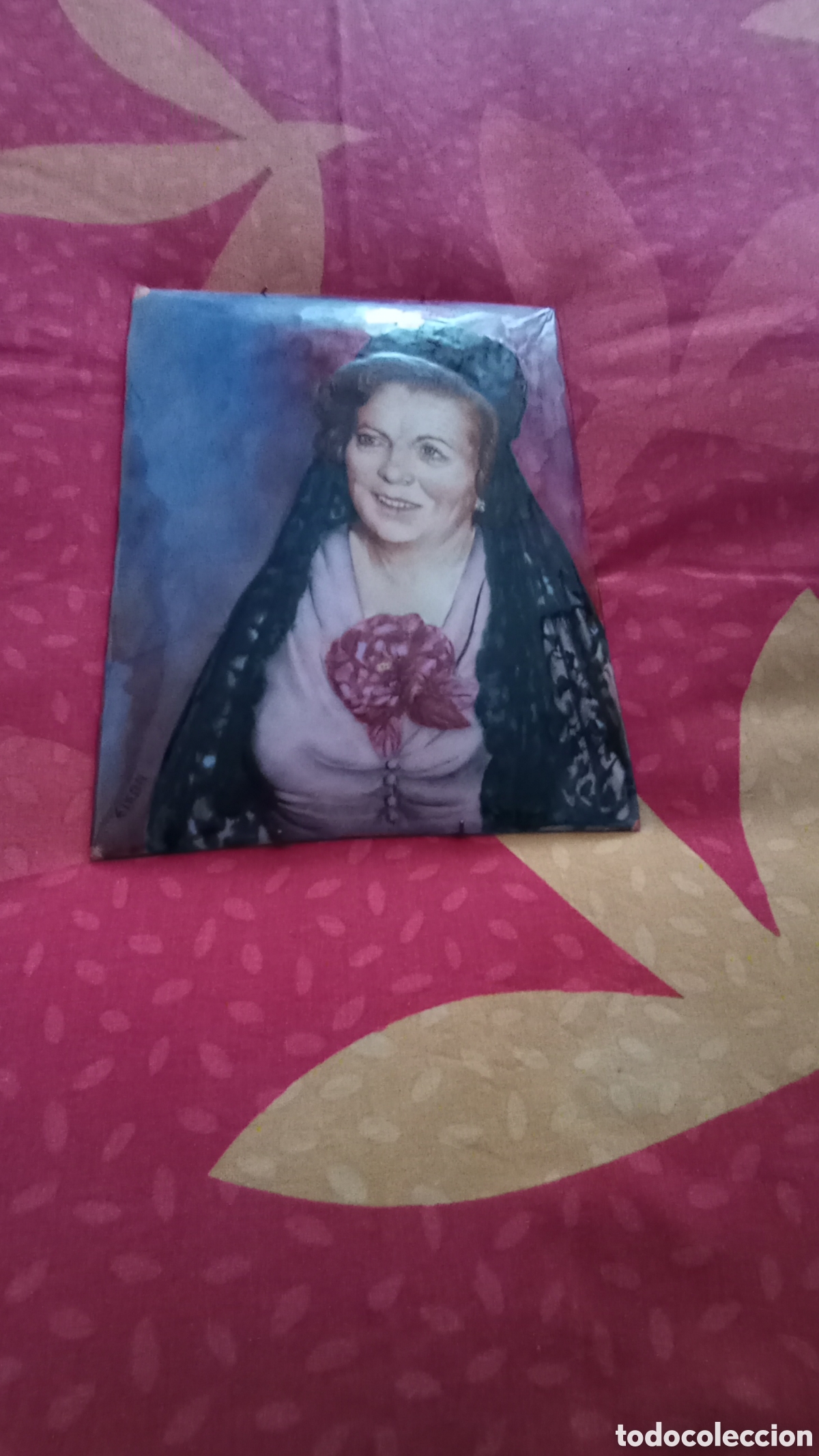 Otros objetos de arte: Retrato en esmalte de dama con mantilla - Foto 3