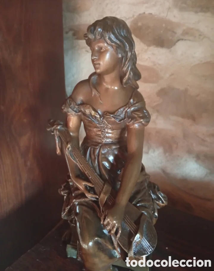 Otros objetos de arte: Hippolite Moreau mujer con mandolina - Foto 1