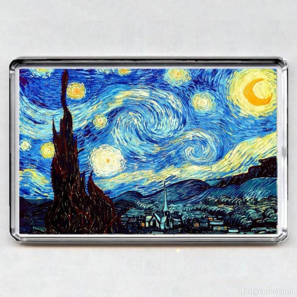 Otros objetos de arte: IMAN acr&iacute;lico NEVERA - Noche estrellada [Van Gogh] - Foto 1