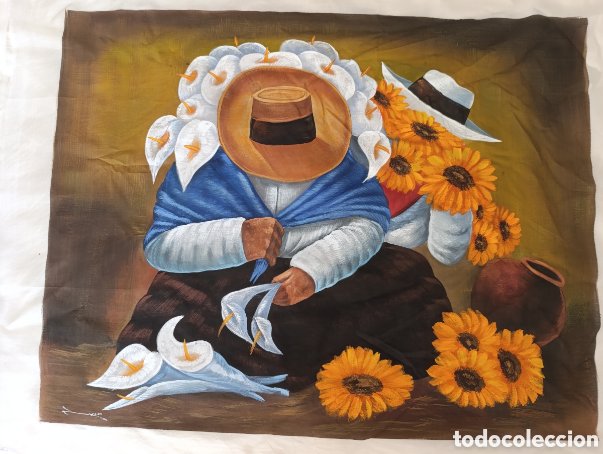 Otros objetos de arte: Seda natural pintada a mano, firmada - Foto 4