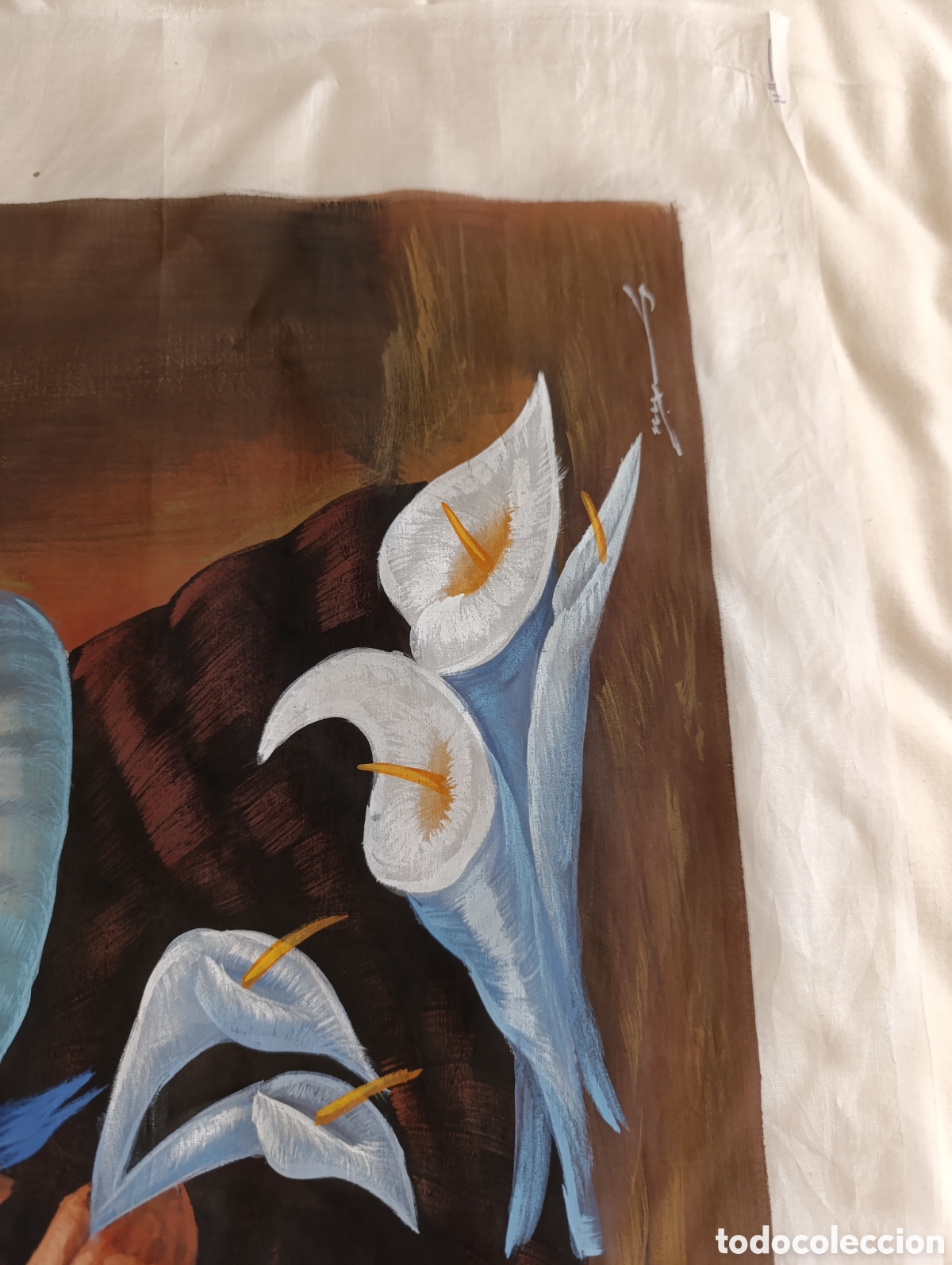 Otros objetos de arte: Seda natural pintada a mano, firmada - Foto 8