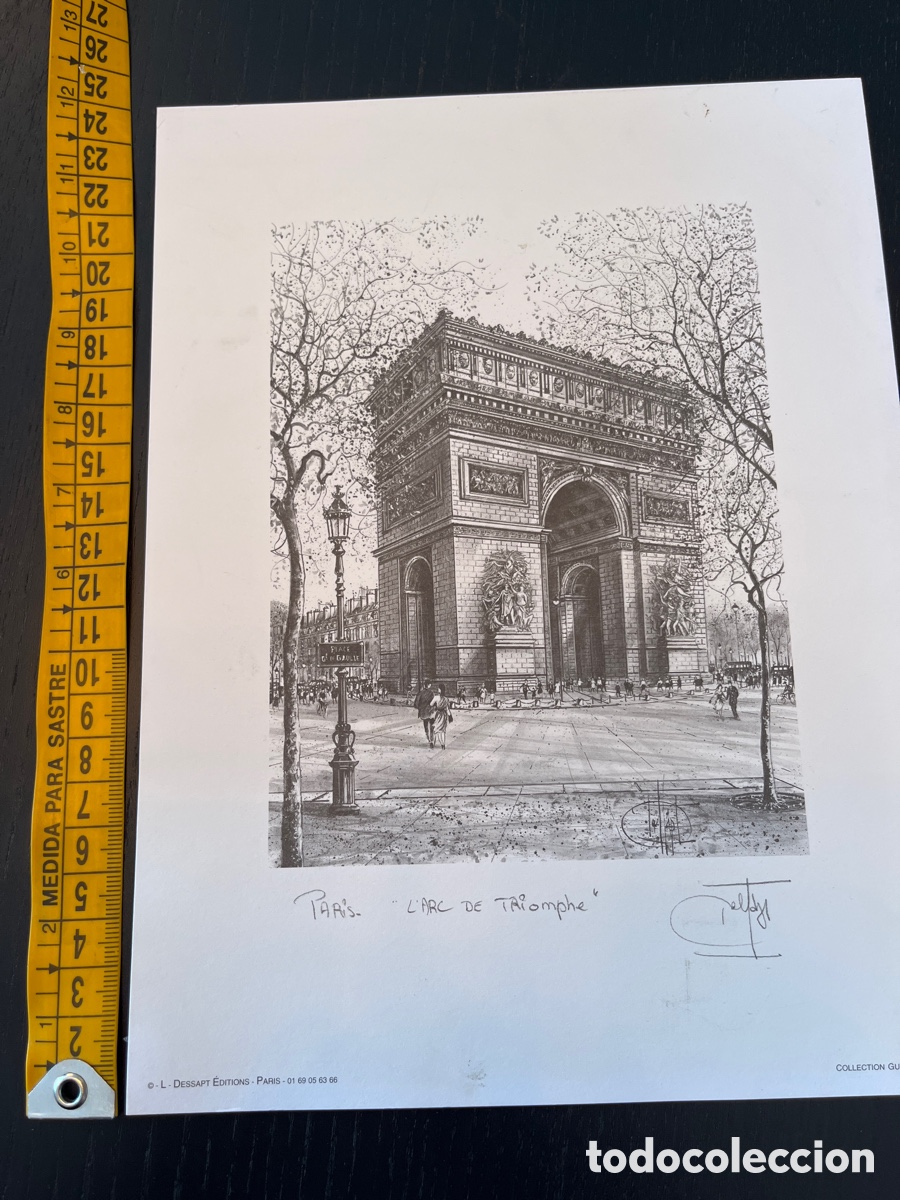 Otros objetos de arte: Paris Arco del Triunfo. Lamina - Foto 2