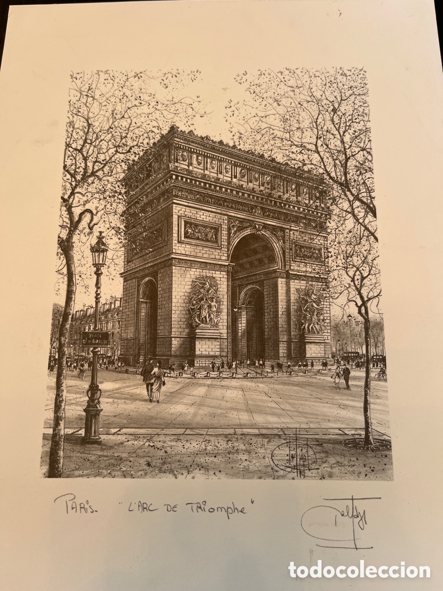 Otros objetos de arte: Paris Arco del Triunfo. Lamina - Foto 1