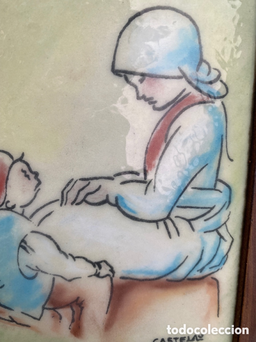 Otros objetos de arte: Cuadro d&eacute; Castelao esmaltado. Galicia - Foto 5