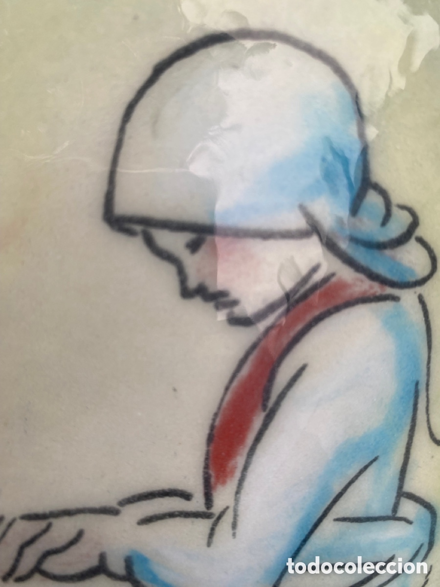 Otros objetos de arte: Cuadro d&eacute; Castelao esmaltado. Galicia - Foto 6