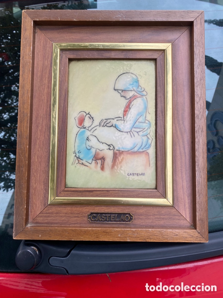 Otros objetos de arte: Cuadro d&eacute; Castelao esmaltado. Galicia - Foto 7