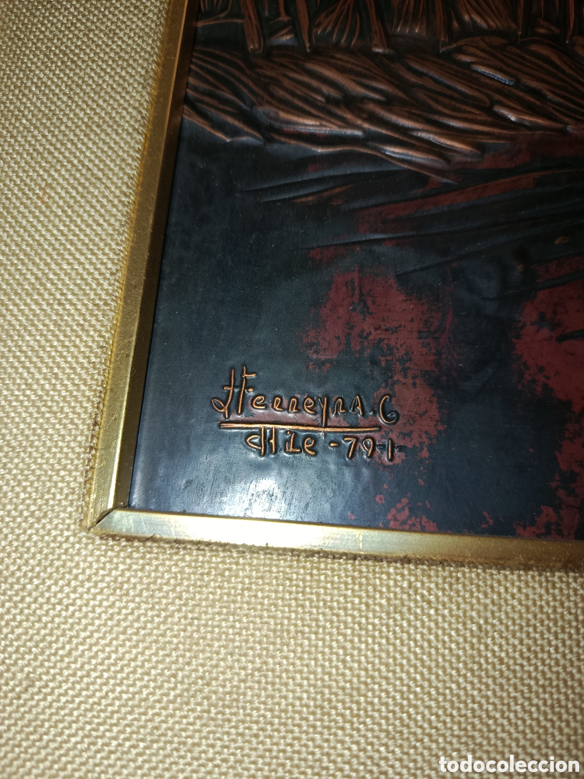 Otros objetos de arte: Cuadro antiguo con relieve firmado - Foto 2